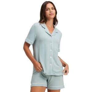 Cozy Earth Bamboo Stretch-Knit Classic Short Sleeve Pajama Top In Brook